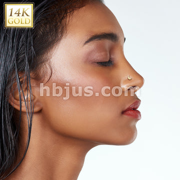 14K Gold Threadless Push In 20ga Flat Back Stud With Flat Crescent Moon Top For Nose, Ear and More - Image 4
