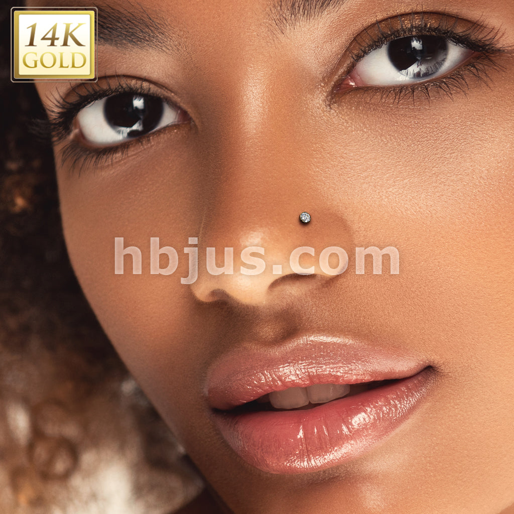 14KT  Gold 14K Gold Threadless Push In 20ga Flat Back Stud With Bezel... - Image 4