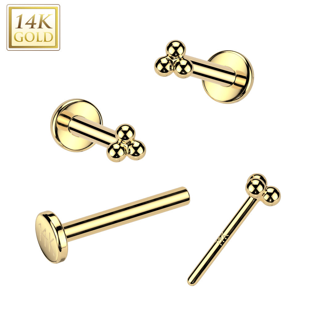 14KT Gold 14K Gold Threadless Push In 20ga Flat Back Stud With...