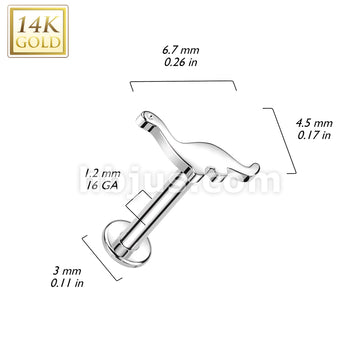 14K Gold Internally Threaded Labret With Dinosaur Top - Image 4