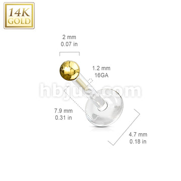 14KT  Gold 14K Gold Ball Top PTFE Flex Shaft Labret/Monroe - Image 4