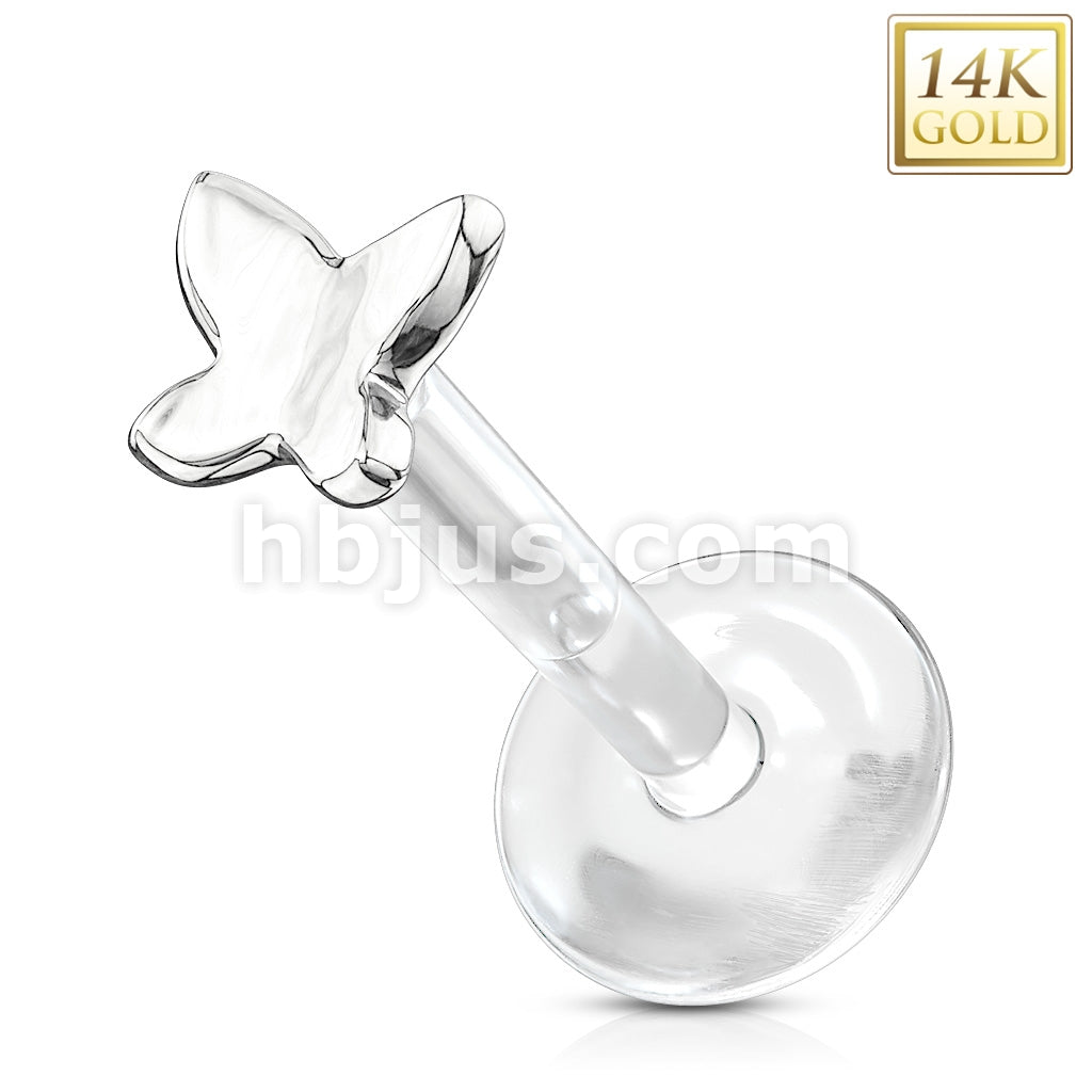 14KT  Gold 14K Gold 3D Butterfly Top With PTFE Flex Shaft Labret/Monroe - Image 2