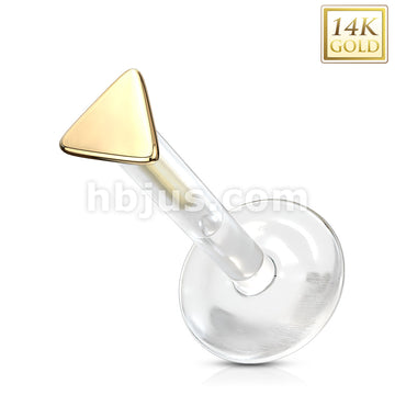 14KT  Gold 14K Gold Triangle Top Bio Flex Flat Back Studs for Labret,... - Image 4