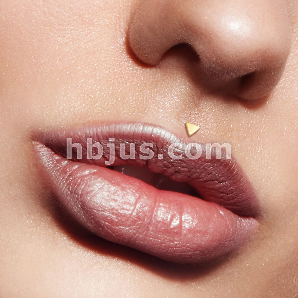 14KT  Gold 14K Gold Triangle Top Bio Flex Flat Back Studs for Labret,... - Image 6