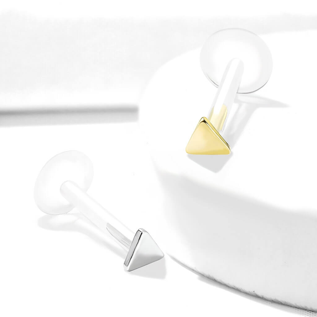 14KT Gold 14K Gold Triangle Top Bio Flex Flat Back Studs for Labret,...