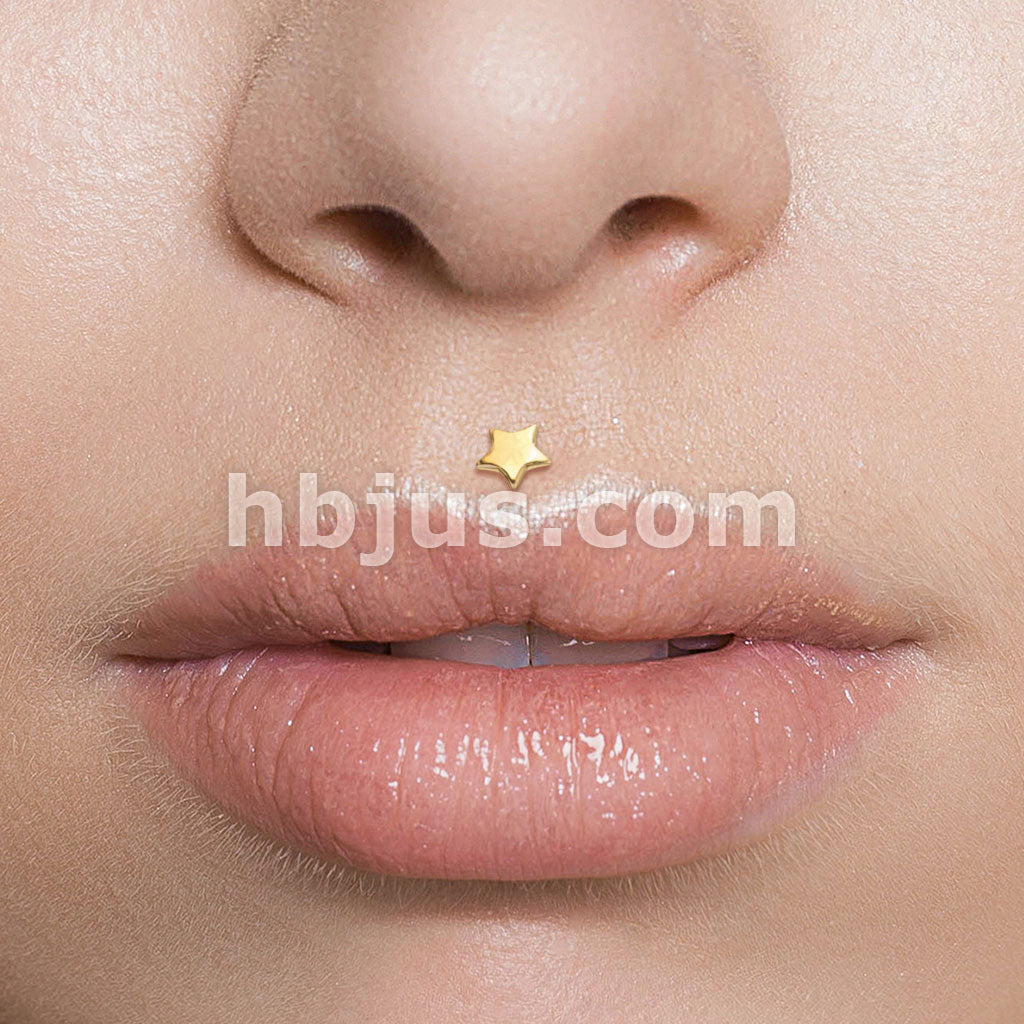 14KT  Gold 14K Gold Star Top Bio Flex Flat Back Studs for Labret,... - Image 6