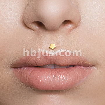 14KT  Gold 14K Gold Star Top Bio Flex Flat Back Studs for Labret,... - Image 6