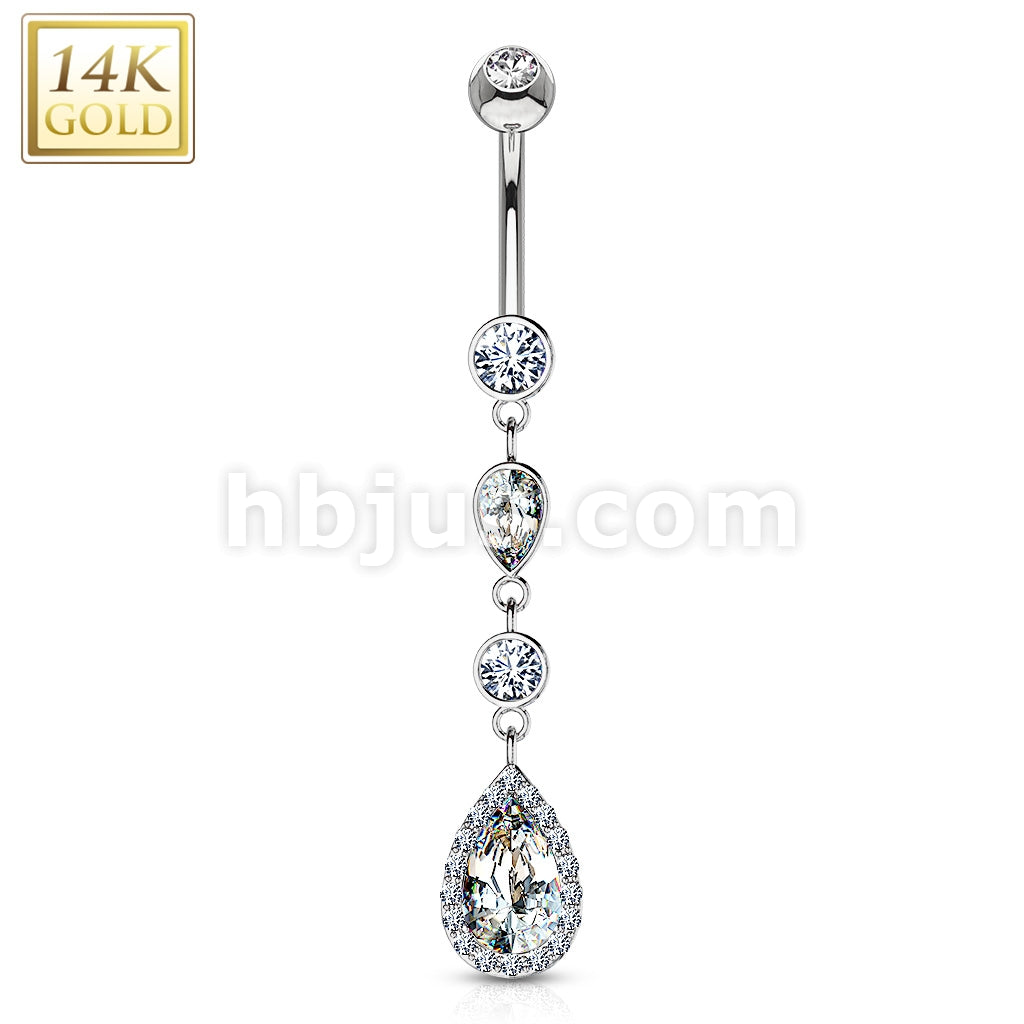 14KT  Gold 14K Gold Cascading Teardrop With Multi Paved CZs Around... - Image 2