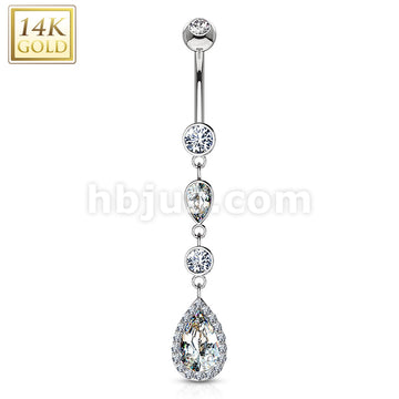 14KT  Gold 14K Gold Cascading Teardrop With Multi Paved CZs Around... - Image 2
