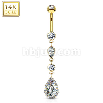 14KT  Gold 14K Gold Cascading Teardrop With Multi Paved CZs Around... - Image 3