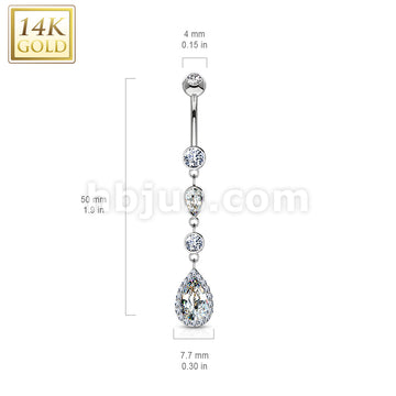 14KT  Gold 14K Gold Cascading Teardrop With Multi Paved CZs Around... - Image 4