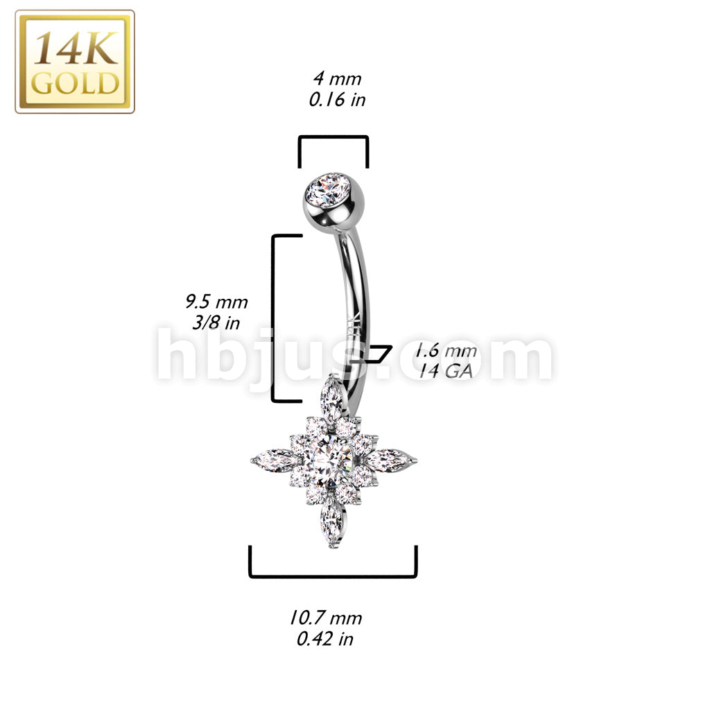 14KT  Gold 14K Gold Starburst With Top and Center Opal or CZ Belly... - Image 6
