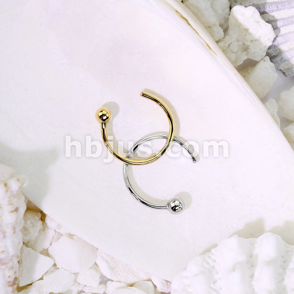 14KT  Gold Ball Nose Hoop Ring 14 Karat Solid Gold - Image 5