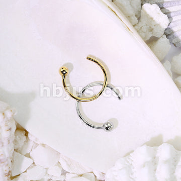 14KT  Gold Ball Nose Hoop Ring 14 Karat Solid Gold - Image 5