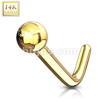 14KT  Gold 14Kt. Gold L Bend Nose Ring with Solid Ball - Image 3