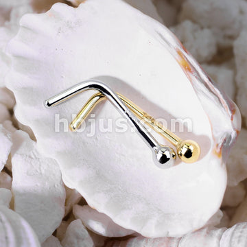 14KT  Gold 14Kt. Gold L Bend Nose Ring with Solid Ball - Image 4