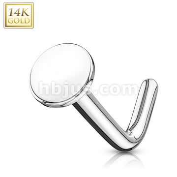 14KT  Gold 14Kt. Gold L Bend Nose Stud Rings with 3mm Flat Disc Top - Image 3