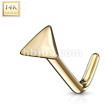 14KT  Gold 14Kt. Gold L Bend Nose Stud Rings with Flat Triangle Top - Image 4
