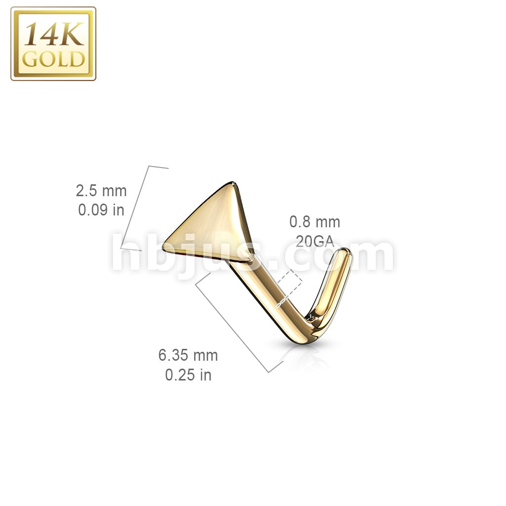 14KT  Gold 14Kt. Gold L Bend Nose Stud Rings with Flat Triangle Top - Image 5