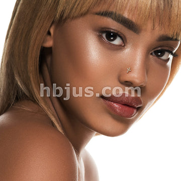 14KT  Gold 14Kt. Gold L Bend Nose Stud Rings with CZ Paved Cross Top - Image 6