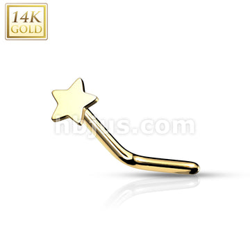 14KT  Gold 14K Gold Star Top L Bend Nose Stud Rings - Image 4