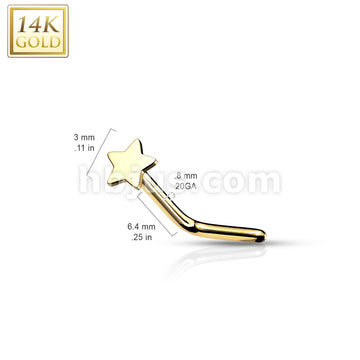 14KT  Gold 14K Gold Star Top L Bend Nose Stud Rings - Image 5