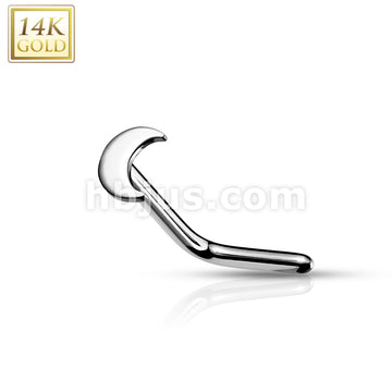 14KT  Gold 14K Gold Crescent Moon Top L Bend Nose Stud Rings - Image 3