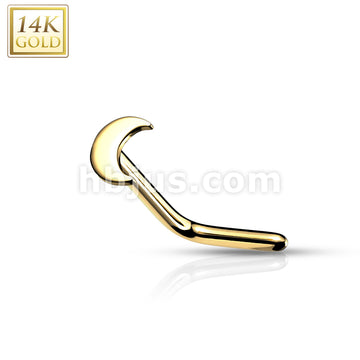 14KT  Gold 14K Gold Crescent Moon Top L Bend Nose Stud Rings - Image 4