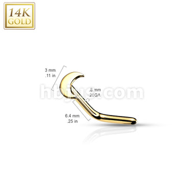 14KT  Gold 14K Gold Crescent Moon Top L Bend Nose Stud Rings - Image 5