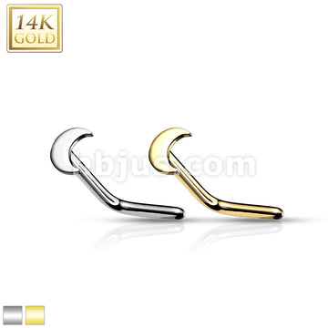 14KT  Gold 14K Gold Crescent Moon Top L Bend Nose Stud Rings - Image 2