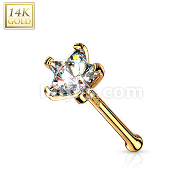 14KT  Gold 14K Solid Gold Star Prong Set CZ Nose Stud Ring - Image 6
