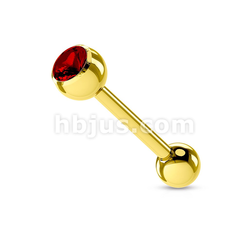 Gold Plated over 316L Surgical Steel Single Jeweled Barbell - Image 10