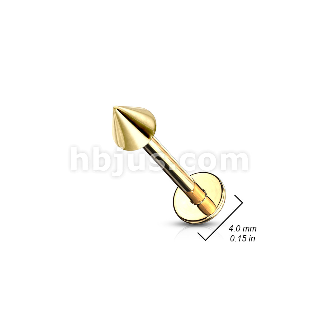 Gold Plated Over 316L Surgical Steel Labret Studs With Spike - Image 2