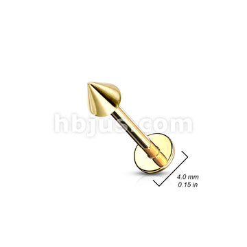 Gold Plated Over 316L Surgical Steel Labret Studs With Spike - Image 2
