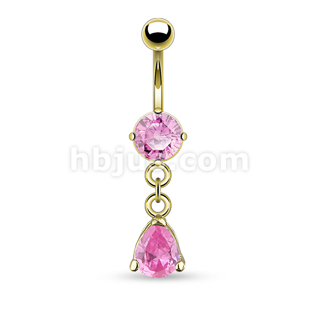 316L Surgical Steel 316L Surgical Steel Teardrop-Shaped CZ Belly Button... - Image 3