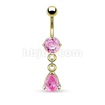 316L Surgical Steel 316L Surgical Steel Teardrop-Shaped CZ Belly Button... - Image 3