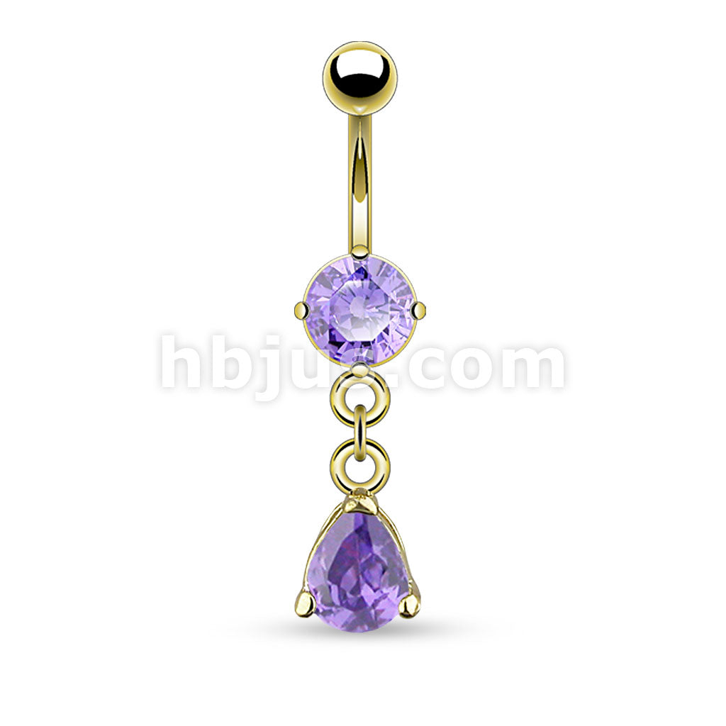 316L Surgical Steel 316L Surgical Steel Teardrop-Shaped CZ Belly Button... - Image 4