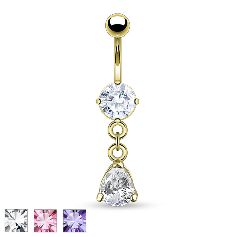 316L Surgical Steel 316L Surgical Steel Teardrop-Shaped CZ Belly Button...