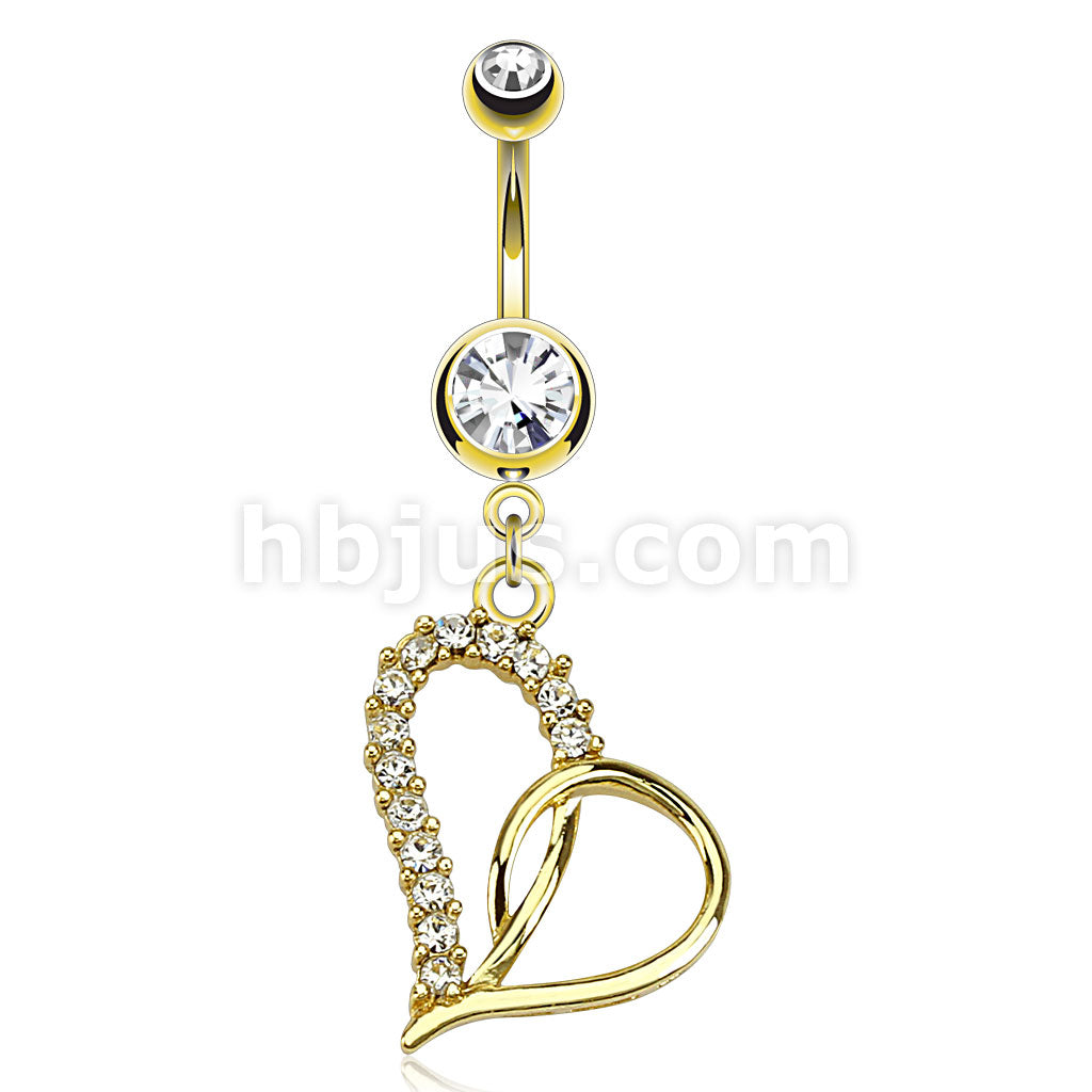 316L Surgical Steel 316L Surgical Steel Loop Heart Multi Paved Gem... - Image 2
