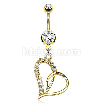 316L Surgical Steel 316L Surgical Steel Loop Heart Multi Paved Gem... - Image 2