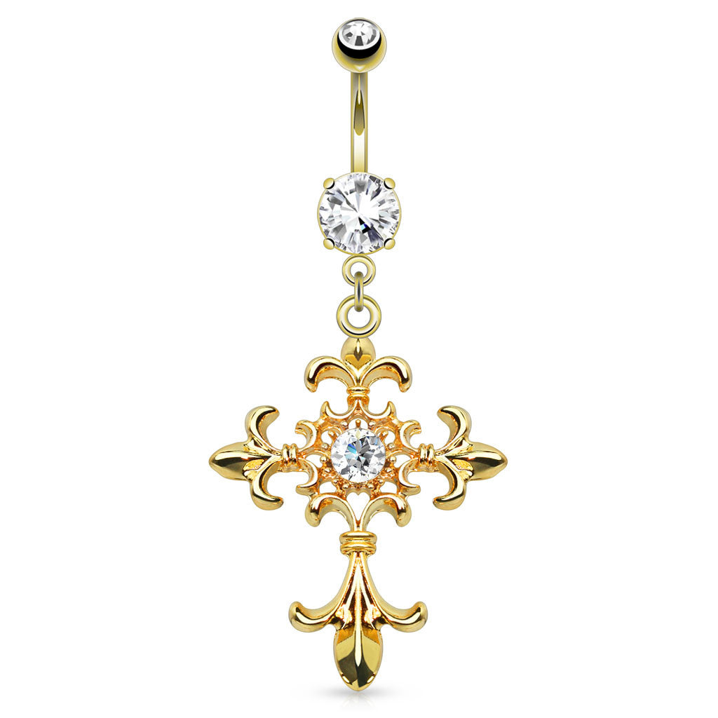 316L Surgical Steel 316L Surgical Steel Fleur De Lis Cross With...