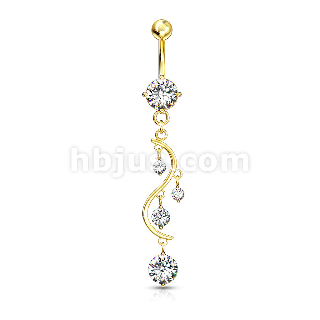 316L Surgical Steel 316L Surgical Steel Solitare Round CZ/CZ Vine... - Image 2