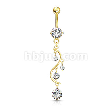 316L Surgical Steel 316L Surgical Steel Solitare Round CZ/CZ Vine... - Image 2