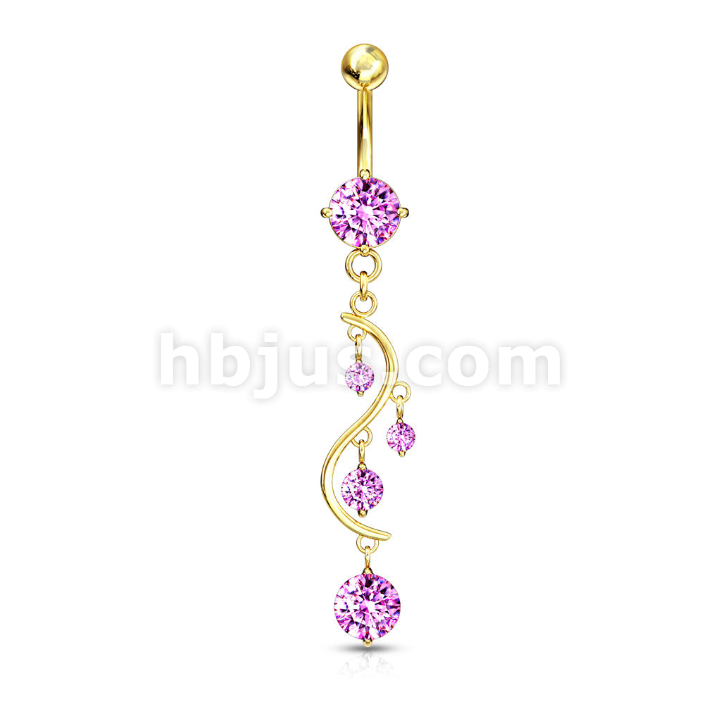 316L Surgical Steel 316L Surgical Steel Solitare Round CZ/CZ Vine... - Image 3