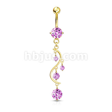 316L Surgical Steel 316L Surgical Steel Solitare Round CZ/CZ Vine... - Image 3