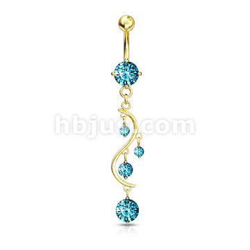 316L Surgical Steel 316L Surgical Steel Solitare Round CZ/CZ Vine... - Image 4