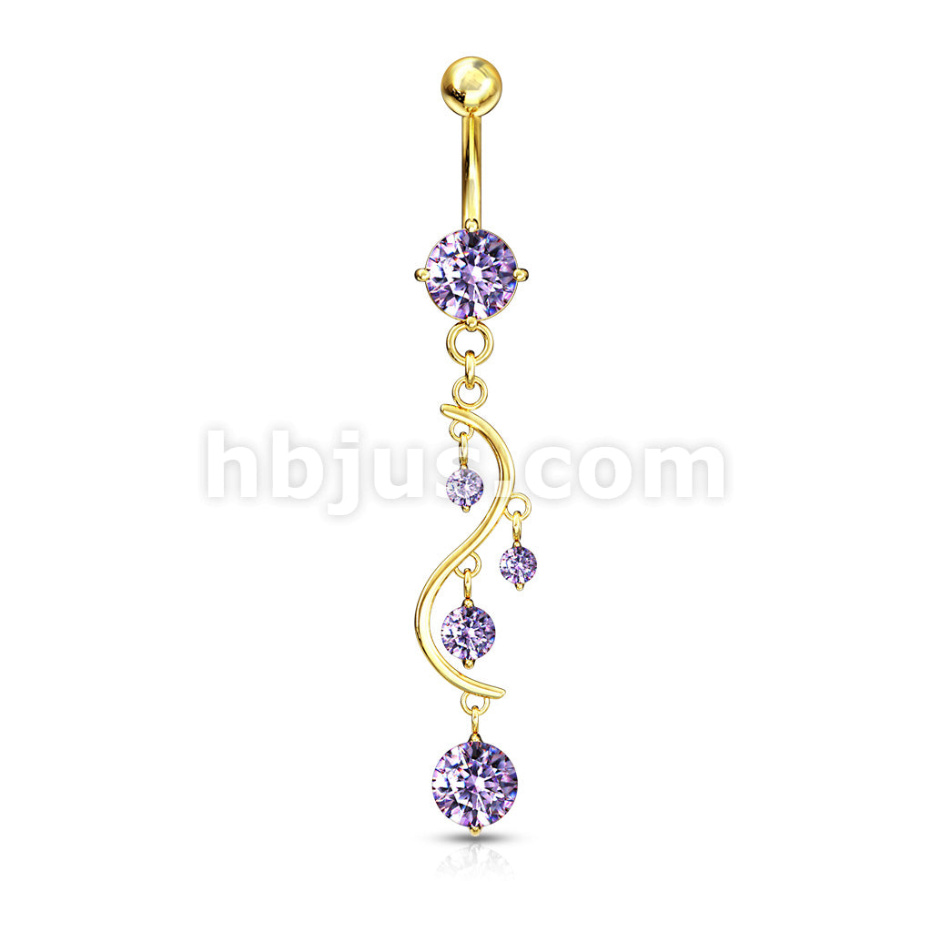 316L Surgical Steel 316L Surgical Steel Solitare Round CZ/CZ Vine... - Image 5