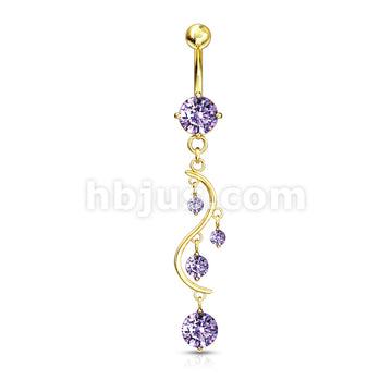 316L Surgical Steel 316L Surgical Steel Solitare Round CZ/CZ Vine... - Image 5