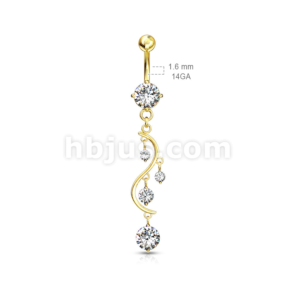 316L Surgical Steel 316L Surgical Steel Solitare Round CZ/CZ Vine... - Image 6