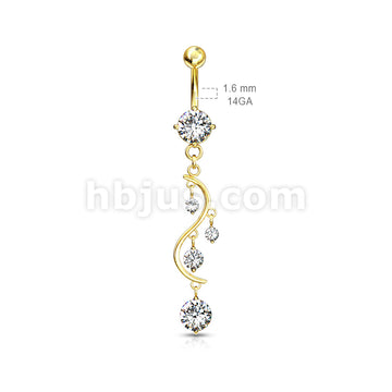 316L Surgical Steel 316L Surgical Steel Solitare Round CZ/CZ Vine... - Image 6
